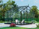 Orangerie/Estufa de vidro 13,8m², 3,73x3,71x3,16m c/base e adornos, Preto