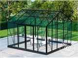 Oranjerie/Broeikas glas 13,8m², 3,73x3,71x3,16m met basis en kroonlijst, Zwart