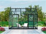 Serra Orangerie/Serra in vetro 13,8m², 3,73x3,71x3,16m con base e cresta vittoriana, Nero