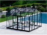 Talveaed/Kasvuhoone klaasist 13,8m², 3,73x3,71x3,16m koos aluse ja katuseharjaga, Must   