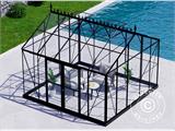 Orangerie/Estufa de vidro 13,8m², 3,73x3,71x3,16m c/base e adornos, Preto