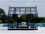 Invernadero/orangerie en cristal 13,8m², 3,73x3,71x3,16m con base y cumbrera, Negro