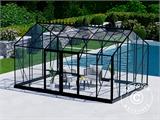 Oranjerie/Broeikas glas 16,5m², 4,45x3,71x3,16m met basis en kroonlijst, Zwart