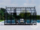 Serra Orangerie/Serra in vetro 16,5m², 4,45x3,71x3,16m con base e cresta vittoriana, Nero