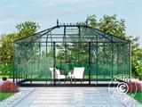 Invernadero/orangerie en cristal 19m², 5,14x3,71x3,15m con base y cumbrera, Negro