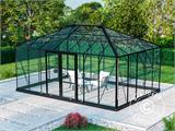 Orangery/greenhouse Glass 19 m², 5.14x3.71x3.15 m w/Base and cresting, Black