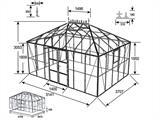 Orangeria/Kasvihuone lasi 19m², 5,14x3,71x3,15m pohjalla ja harjalla, Musta