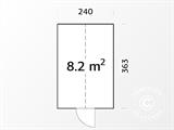 Drivhus/hagepavlijong av tre, 2,4x3,63x2,83m, 8,2m², grå