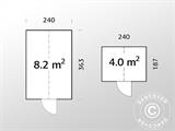 Drivhus/hagepaviljong i tre m/bod, 2,4x5,5x2,83m, 12,2m², Grå