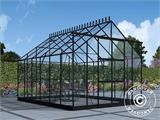 Invernadero de cristal 3x3,68x2,6m w/base, 11,04m², Negro