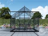 Serre en verre 3x3,68x2,6m avec base, 11,04m², Noir