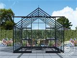 Greenhouse glass 3x3.68x2.6 m w/base, 11.04 m², Black