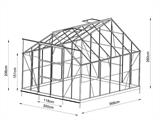 Gewächshaus aus Glas 3x3,68x2,6m mit Sockel, 11,04m², Schwarz