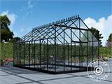 Greenhouse glass 3x4.87x2.6 m w/base, 14.61 m², Black