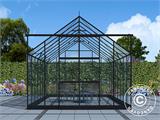 Serre en verre 3x4,87x2,6m avec base, 14,61m², Noir