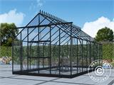 Serre en verre 3x4,87x2,6m avec base, 14,61m², Noir