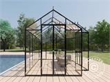 Orangerie aus Glas 8,8m², 3,7x2,38x2,8m mit Sockel und Aufsatz, Schwarz