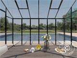 Serra orangerie 8,8m², 3,7x2,38x2,8m con base e cresta vittoriana, Nero