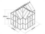 Orangeri/drivhus glas 8,8m², 3,7x2,38x2,8m m/sokkel og tagudsmykning, Sort