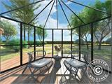 Sechseckige Orangerie aus Glas 8,42m², 3,12x3,6x2,42m mit Sockel, Schwarz