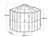 Orangeri/drivhus glas, sekskantet 8,42m², 3,12x3,6x2,42m, m/sokkel, Sort