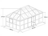 Orangeri/drivhus glas 12,3m², 4,27x2,88x2,75m m/sokkel, Sort