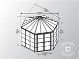 Invernadero orangerie de policarbonato OASIS, hexagonal 8,6m², Palram/Canopia, 3,16x3,63x2,89m, Antracita