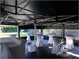 Pop up gazebo FleXtents PRO 3x6 m Black, incl. 6 decorative curtains