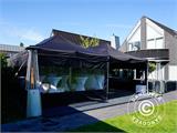 Pop up gazebo FleXtents PRO 3x6 m Black, incl. 6 decorative curtains