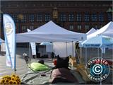 Pop up gazebo FleXtents PRO "Peaked" 3x3 m Latte, incl. 4 decorative curtains