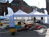 Pop up gazebo FleXtents PRO "Peaked" 3x3 m Latte, incl. 4 decorative curtains