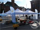 Pop up gazebo FleXtents PRO "Peaked" 3x3 m Latte, incl. 4 decorative curtains