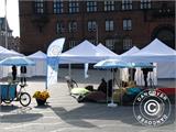 Pop up gazebo FleXtents PRO "Peaked" 3x3 m Latte, incl. 4 decorative curtains