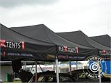 Tente Pliante FleXtents PRO 4x8m Noir, avec 6 cotés