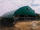 Storage shelter/arched tent 8x15x4.33 m w/sliding gate, PVC, White/Grey