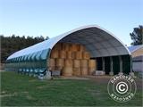 Storage shelter/arched tent 9x15x4.42 m w/sliding gate, PVC, Green