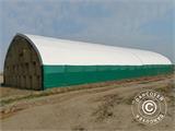 Storage shelter/arched tent 15x15x7.42 m w/sliding gate, PVC, White/Grey