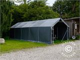 Carpa grande de almacén PRO 6x12x3,7m  PVC con panel tragaluz de techo, Verde