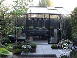 Orangerie/invernadero en cristal 8,9m², 3,01x2,99x2,95m con base y crestería/cima, Negro