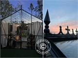 Orangerie/invernadero en cristal 8,9m², 3,01x2,99x2,95m con base y crestería/cima, Negro