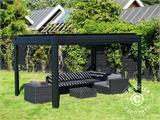 Bioclimatic pergola gazebo San Pablo, 4x5.8 m, Black