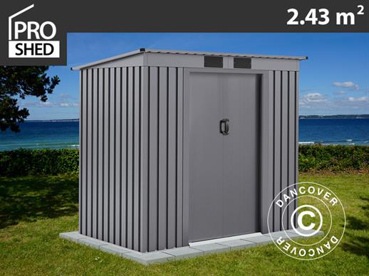 Casetta da Giardino con Tettoia Piatta 2,01x1,21x1,76m ProShed®, Alluminio Grigio