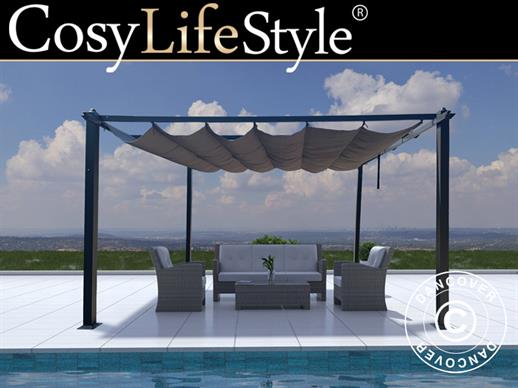 Pergola gazebo Santa Cruz, 4x4 m, Black/Grey