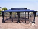 Gazebo Santa Ana con tende e zanzariera, 3,65x6m, Nero