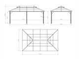 Tuinpaviljoen Santa Ana met gordijnen en klamboe, 3,65x6m, Zwart