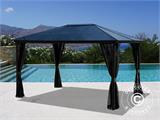 Gazebo Santa Barbara con tende e zanzariera, 3x4m, Nero