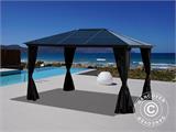 Gazebo Santa Barbara w/curtains and mosquito net, 3x4 m, Black