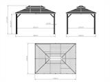 Pavillon San Bruno mit Vorhängen und Moskitonetz, 3x4m, Schwarz