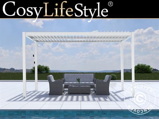 Bioklimatische Pergola pavillon San Pablo, 3x4m, Weiß