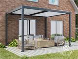 Cenador pérgola bioclimática San Pablo, 3x4m, Negro/Blanco